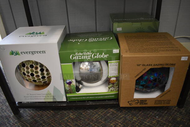 Black Metal 4 Tier Shelf w/ Various Gazing Globes. BUYER MUST REMOVE. 36x20x67. (garden center) - Image 5 of 6