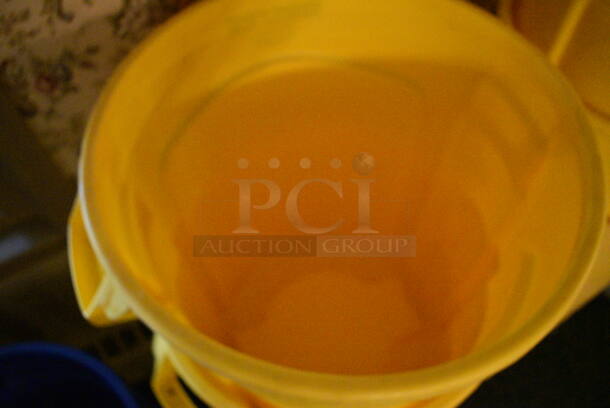3 Rubbermaid Brute Yellow Poly Trash Cans. 26x22x28. 3 Times Your Bid! (buffet) - Image 4 of 4