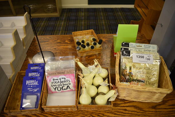 ALL ONE MONEY! Lot of Various Items Including Butcher Block Conditioner, Mugs, Flower Cookie Cutters and Stands! Does Not Include Counter. BUYER MUST REMOVE. (blue retail store)  - Image 2 of 12
