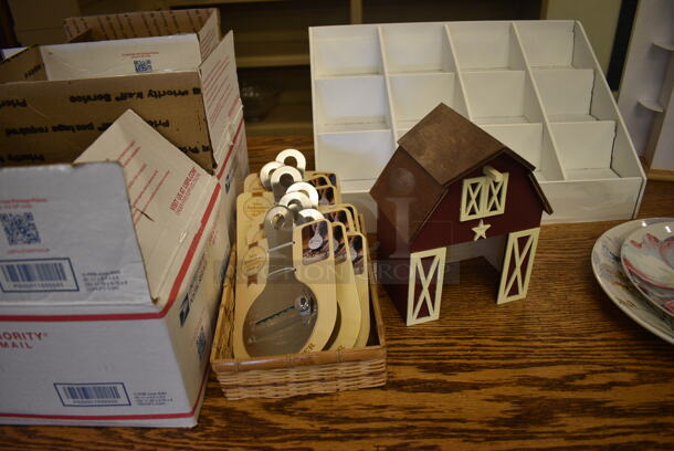 ALL ONE MONEY! Lot of Various Items Including Butcher Block Conditioner, Mugs, Flower Cookie Cutters and Stands! Does Not Include Counter. BUYER MUST REMOVE. (blue retail store)  - Image 6 of 12