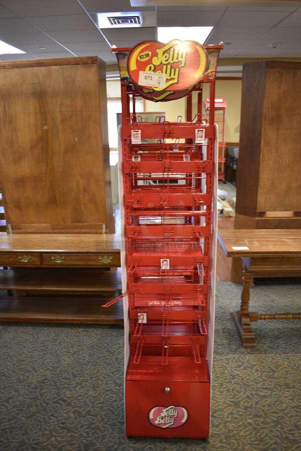 ALL ONE MONEY! Lot of 4 Jelly Belly Red Racks That Make One Unit. 17x13x74 Each. (gift shop)