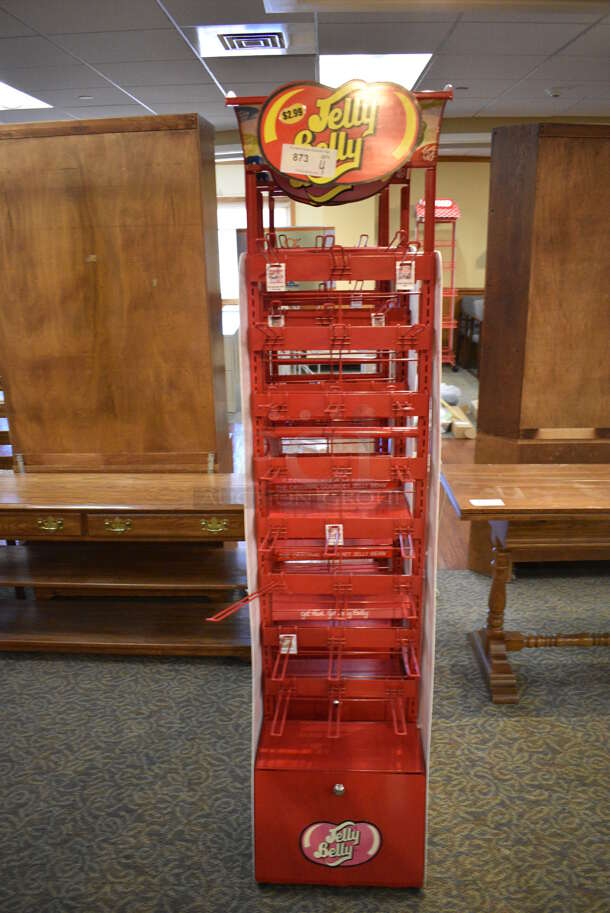 ALL ONE MONEY! Lot of 4 Jelly Belly Red Racks That Make One Unit. 17x13x74 Each. (gift shop) - Image 1 of 4