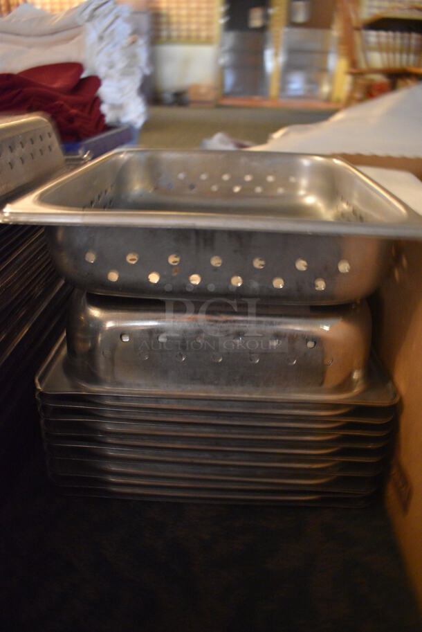 10 Stainless Steel 1/2 Size Perforated Drop In Bins. 1/2x2. 10 Times Your Bid! (main dining room) - Image 2 of 3