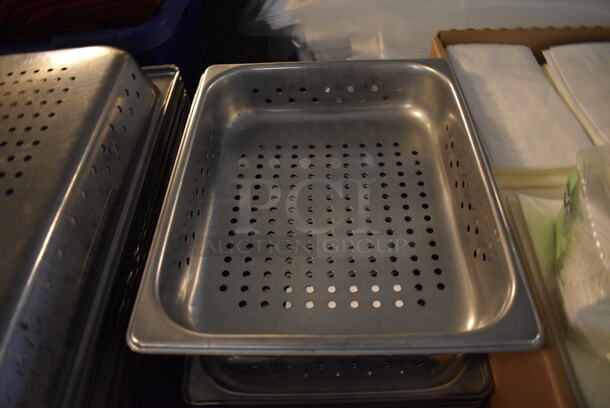 10 Stainless Steel 1/2 Size Perforated Drop In Bins. 1/2x2. 10 Times Your Bid! (main dining room) - Image 3 of 3