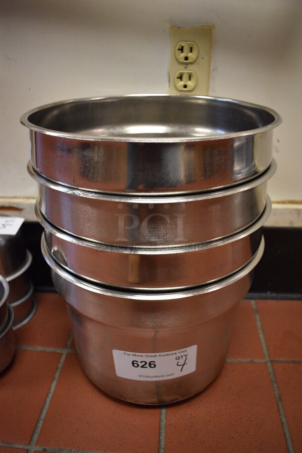 4 Stainless Steel Cylindrical Drop In Bins. 11x11x8.5. 4 Times Your Bid! (drop in bin kitchen)