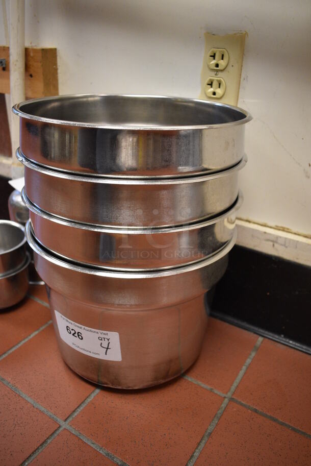 4 Stainless Steel Cylindrical Drop In Bins. 11x11x8.5. 4 Times Your Bid! (drop in bin kitchen) - Image 2 of 3