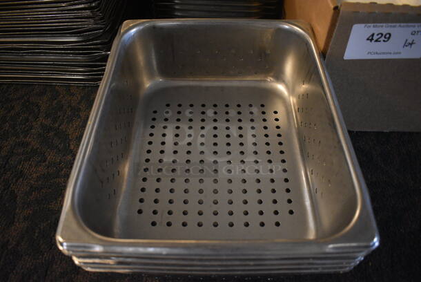 5 Stainless Steel 1/2 Size Perforated Drop In Bins. 1/2x4. 5 Times Your Bid! (main dining room) - Image 2 of 3