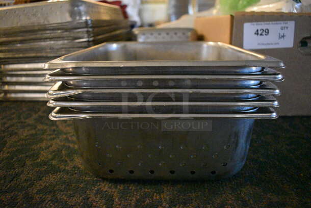 5 Stainless Steel 1/2 Size Perforated Drop In Bins. 1/2x4. 5 Times Your Bid! (main dining room) - Image 3 of 3