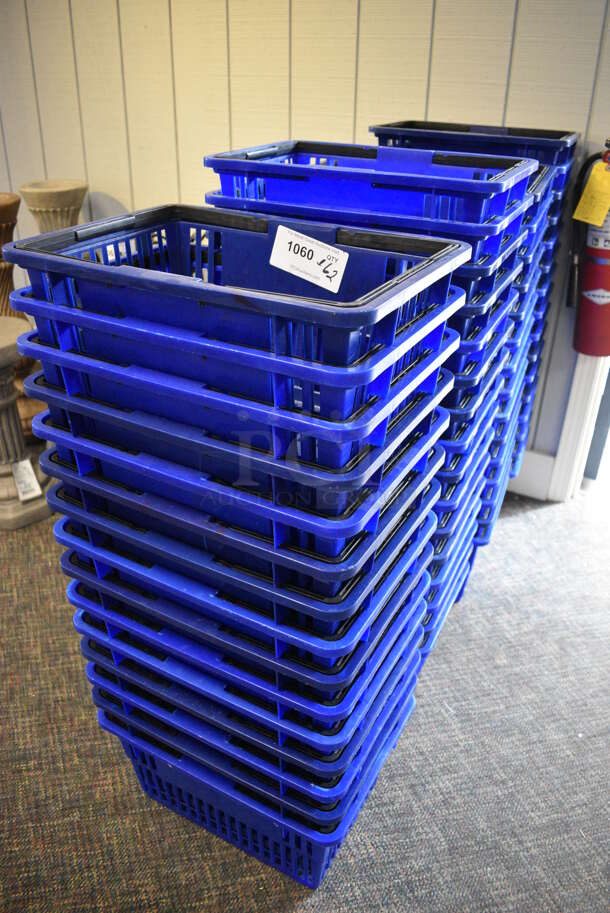 ALL ONE MONEY! Lot of 62 Blue Poly Shopping Baskets! 17x12x9. (garden center) - Image 2 of 4