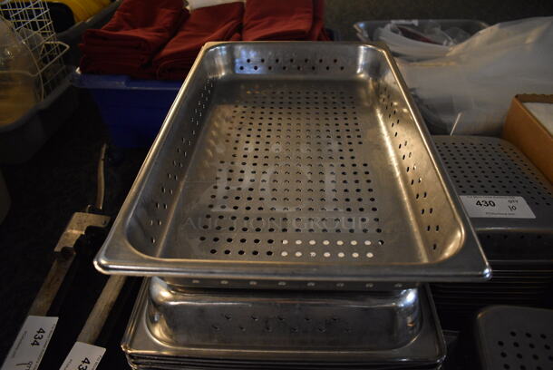 26 Stainless Steel Full Size Perforated Drop In Bins. 1/1x2. 26 Times Your Bid! (main dining room)
