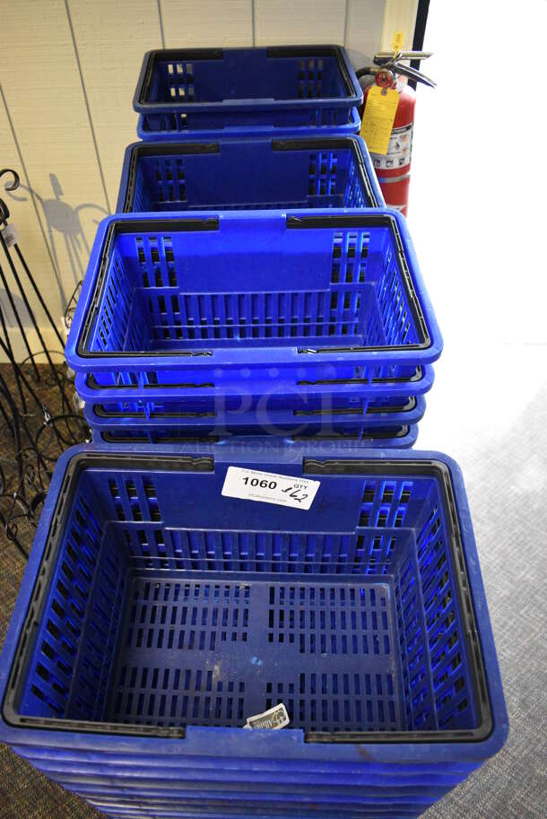ALL ONE MONEY! Lot of 62 Blue Poly Shopping Baskets! 17x12x9. (garden center) - Image 3 of 4