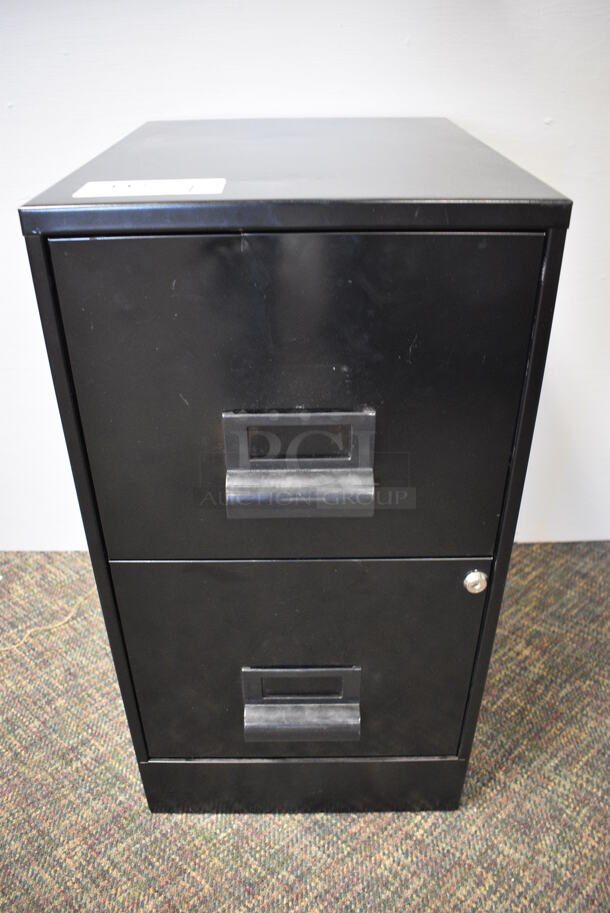 Black Metal 2 Drawer Filing Cabinet. 14.5x18x27. (garden center)