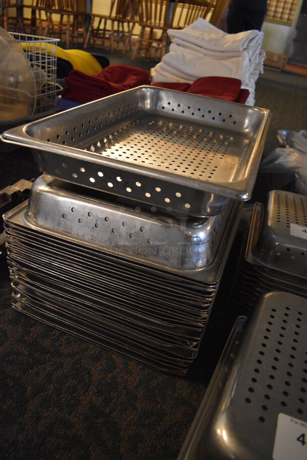 26 Stainless Steel Full Size Perforated Drop In Bins. 1/1x2. 26 Times Your Bid! (main dining room) - Image 2 of 4