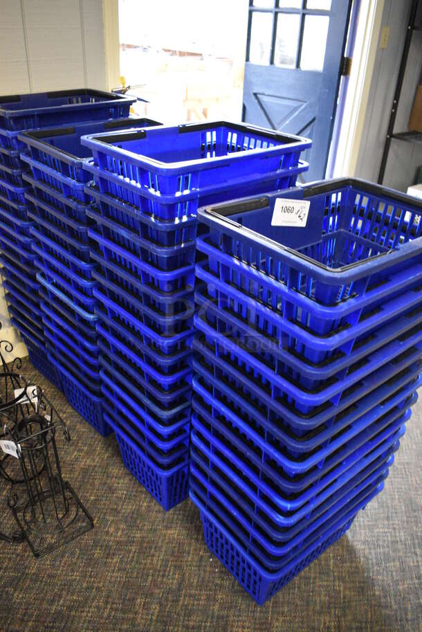 ALL ONE MONEY! Lot of 62 Blue Poly Shopping Baskets! 17x12x9. (garden center) - Image 4 of 4