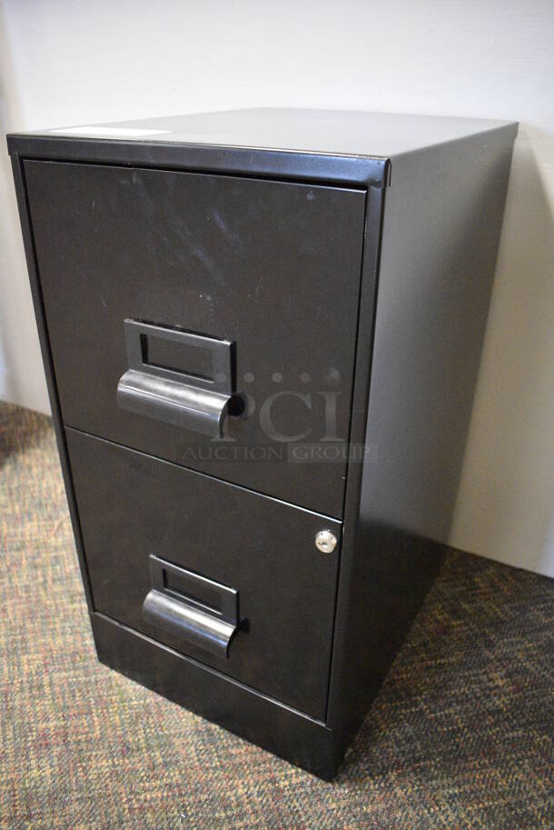 Black Metal 2 Drawer Filing Cabinet. 14.5x18x27. (garden center) - Image 2 of 4