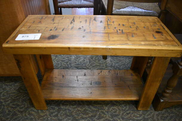 Wooden Table w/ Under Shelf. 29x12.5x19. (gift shop) - Image 1 of 3
