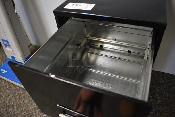 Black Metal 2 Drawer Filing Cabinet. 14.5x18x27. (garden center) - Image 3 of 4