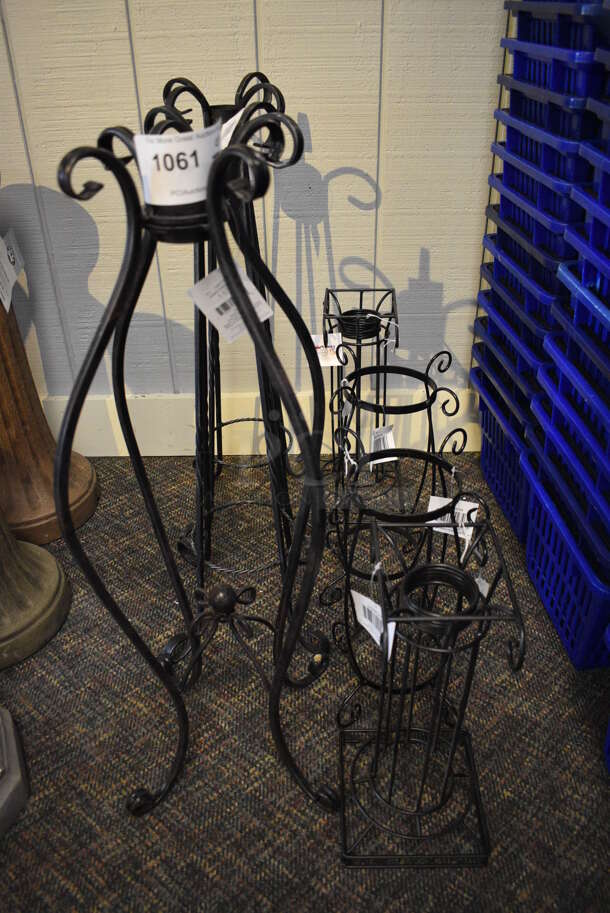 7 Various Black Metal Stands. Includes 9x9x30. 7 Times Your Bid! (garden center)