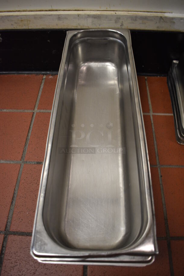 4 Stainless Steel Drop In Bins. 6.5x21x4. 4 Times Your Bid! (drop in bin kitchen) - Image 2 of 3