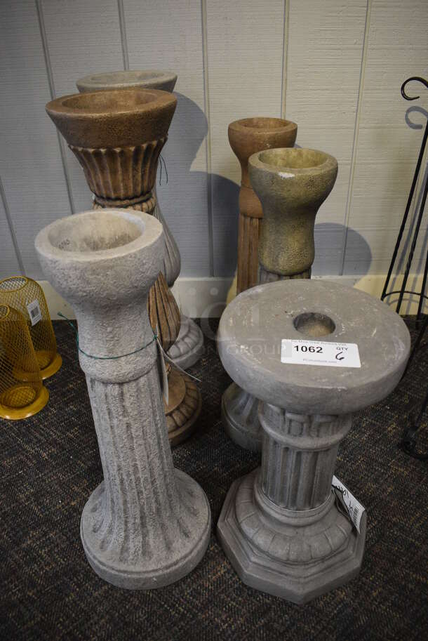6 Various Stone Pedestals. Includes 11x11x20. 6 Times Your Bid! (garden center)