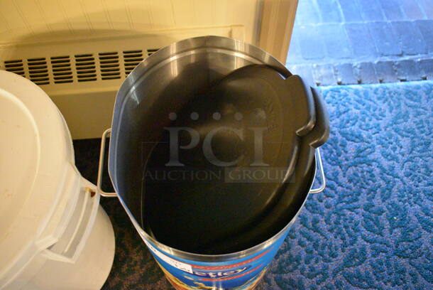 Stainless Steel Commercial Beverage Holder Dispenser w/ 2 Lids. 13x13x19. (buffet) - Image 4 of 4