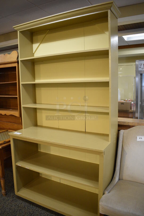 Yellow Wooden Cabinet w/ 2 Under Shelves and 3 Over Shelves. 48x21.5x90. (gift shop) - Image 3 of 5