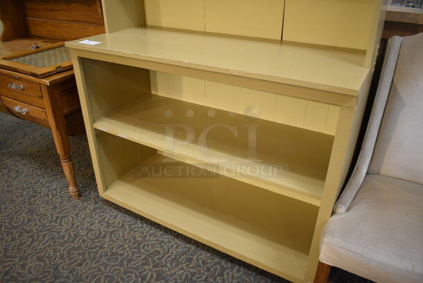 Yellow Wooden Cabinet w/ 2 Under Shelves and 3 Over Shelves. 48x21.5x90. (gift shop) - Image 4 of 5