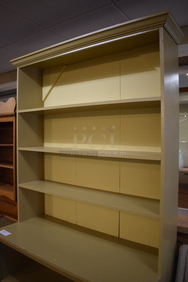 Yellow Wooden Cabinet w/ 2 Under Shelves and 3 Over Shelves. 48x21.5x90. (gift shop) - Image 5 of 5