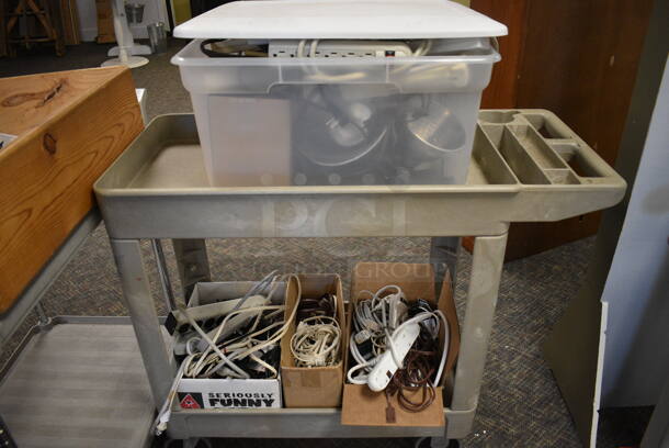 ALL ONE MONEY! Lot of 3 Various Carts and Contents Including Power Strips. Includes 34x19x35. (garden center) - Image 3 of 5