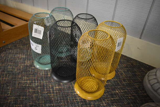 6 Metal Cages; 2 Blue, 2 Black and 2 Yellow. 5.5x5.5x11. 6 Times Your Bid! (garden center) - Image 2 of 4