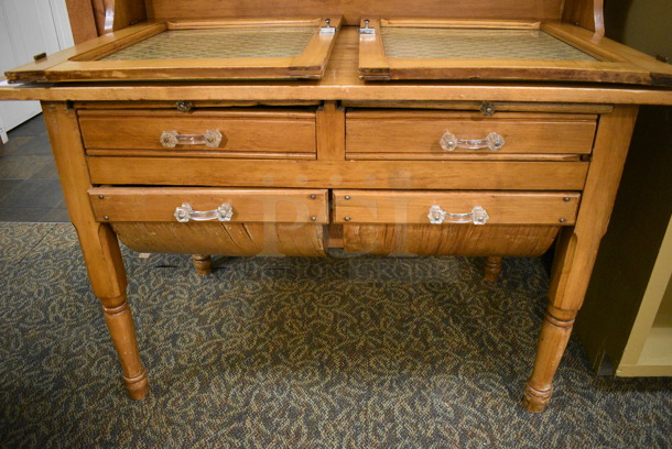 Wooden Table w/ 2 Cabinets and 4 Drawers. 48x25.5x78. (gift shop) - Image 4 of 9