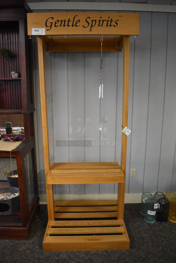 Wooden Stand w/ Windchime. 34x31.5x85. (garden center)