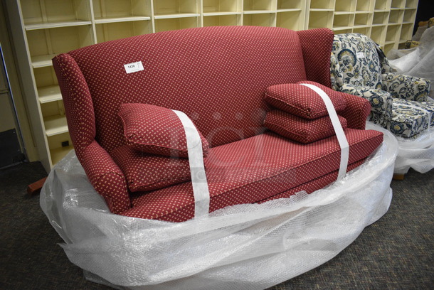 BRAND NEW! Lancer Red Couch w/ 4 Pillows. 73x31x44. (garden center) - Image 2 of 4