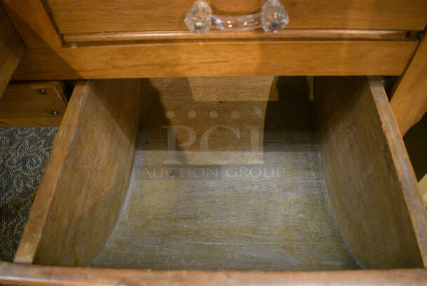 Wooden Table w/ 2 Cabinets and 4 Drawers. 48x25.5x78. (gift shop) - Image 6 of 9