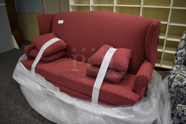 BRAND NEW! Lancer Red Couch w/ 4 Pillows. 73x31x44. (garden center) - Image 4 of 4