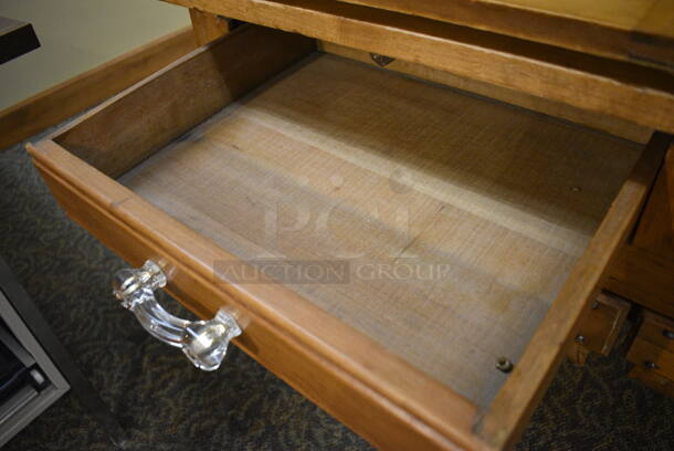 Wooden Table w/ 2 Cabinets and 4 Drawers. 48x25.5x78. (gift shop) - Image 7 of 9