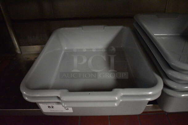 ALL ONE MONEY! Lot of 6 Gray Poly Bus Bins! 21x17x5, 21x15x5. (kitchen) - Image 3 of 5