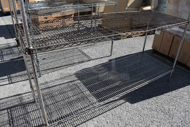 Chrome Finish 4 Tier Shelving Unit. BUYER MUST DISMANTLE. PCI CANNOT DISMANTLE FOR SHIPPING. PLEASE CONSIDER FREIGHT CHARGES. 72x24x74. (warehouse) - Image 3 of 4