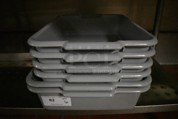 ALL ONE MONEY! Lot of 6 Gray Poly Bus Bins! 21x17x5, 21x15x5. (kitchen) - Image 4 of 5