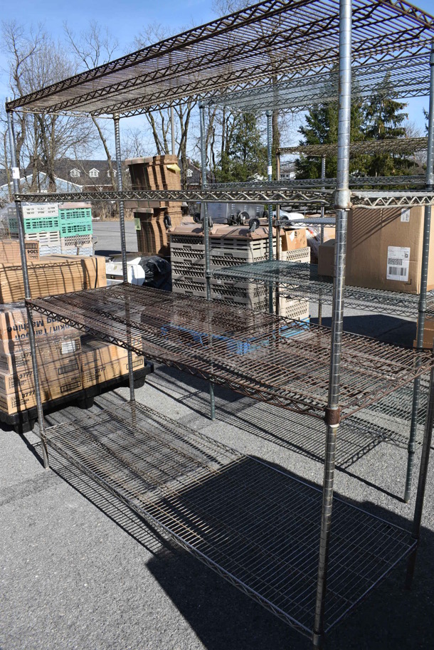 Chrome Finish 4 Tier Shelving Unit. BUYER MUST DISMANTLE. PCI CANNOT DISMANTLE FOR SHIPPING. PLEASE CONSIDER FREIGHT CHARGES. 72x24x74. (warehouse) - Image 4 of 4