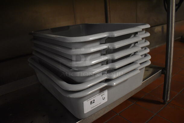 ALL ONE MONEY! Lot of 6 Gray Poly Bus Bins! 21x17x5, 21x15x5. (kitchen) - Image 5 of 5