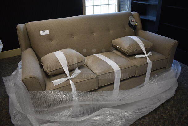BRAND NEW! Lancer Gray Couch w/ 2 Pillows. 73x37x36. (garden center) - Image 2 of 4