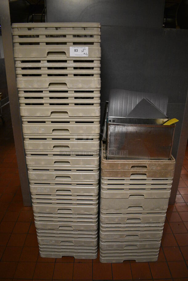 ALL ONE MONEY! Lot of 19 Dish Caddies and 3 Various Bins. Includes 19.5x19.5x7, 17x5.5x11.5. (kitchen)