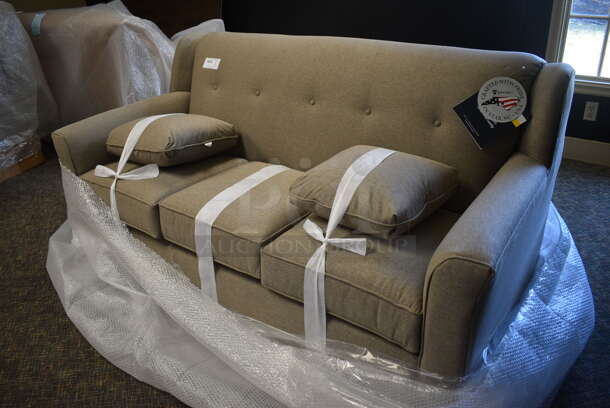 BRAND NEW! Lancer Gray Couch w/ 2 Pillows. 73x37x36. (garden center) - Image 3 of 4