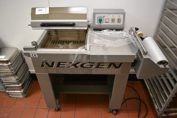 Pro Pack Model Nexgen-1000 Metal Commercial Floor Style Shrink Wrapping Machine on Commercial Casters. 110 Volts, 1 Phase. 47x25x43. Unit Was In Working Condition When Restaurant Closed. (drop in bin kitchen)