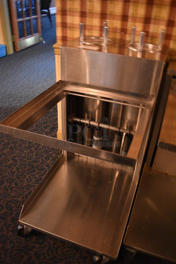 Stainless Steel Commercial Dish Caddy Return w/ 2 Well Plate Return Chutes on Commercial Casters. 21x34x40. (buffet) - Image 3 of 5