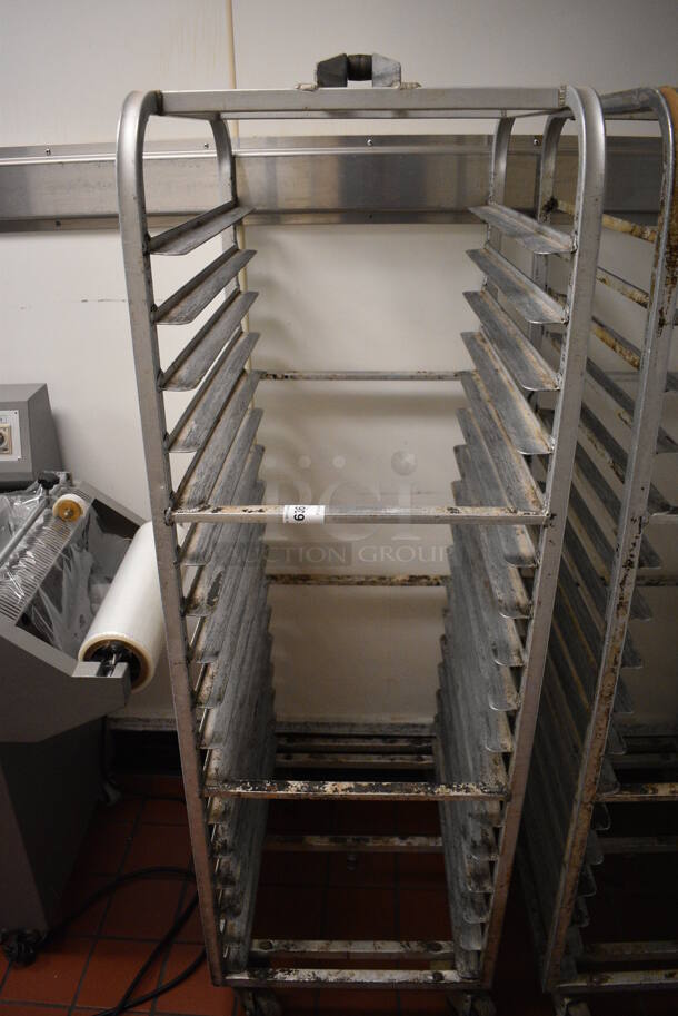 Metal Commercial Pan Transport Rack on Commercial Casters. 20.5x26x64. (drop in bin kitchen)