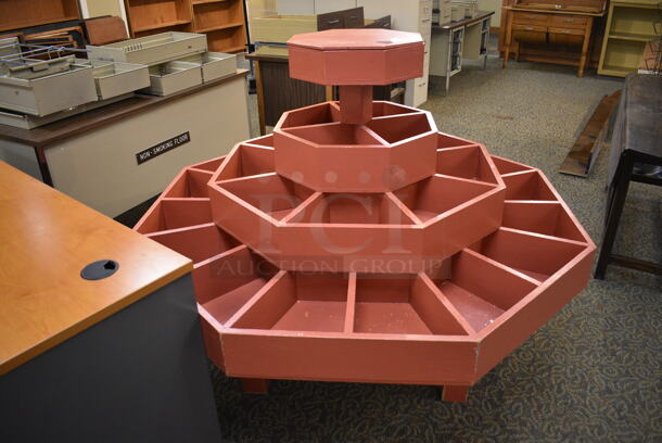 Pink Wooden Multi Level Merchandising Rack. 60x60x48. (gift shop) - Image 2 of 4