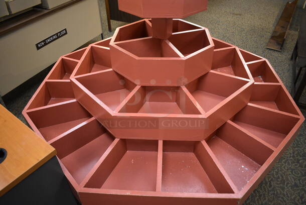 Pink Wooden Multi Level Merchandising Rack. 60x60x48. (gift shop) - Image 3 of 4