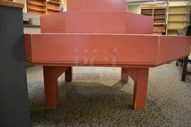 Pink Wooden Multi Level Merchandising Rack. 60x60x48. (gift shop) - Image 4 of 4